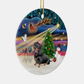 Xmas Magic - ダックスフント (ブラックタン 4) セラミックオーナメント (右)