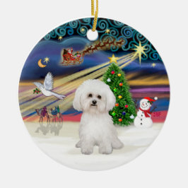 Xmas Magic - ビションフリーゼ 2 セラミックオーナメント