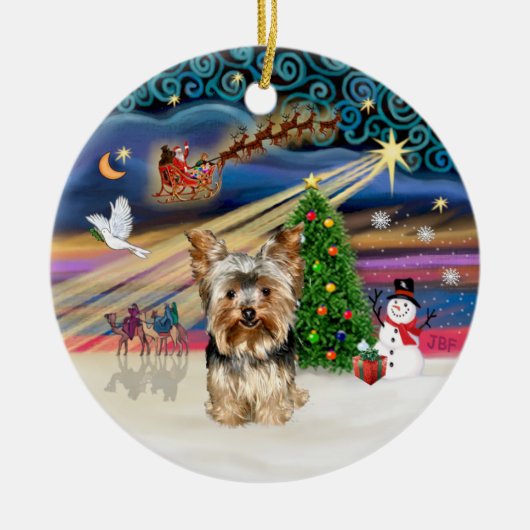 Xmas Magic - ヨークシャーテリア 17 セラミックオーナメント (正面)