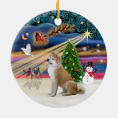 Xmas Magic - 秋田犬 2 セラミックオーナメント (裏面)