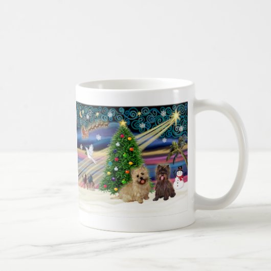 Xmas Magic-Cairn Pair-wheatn+brindle コーヒーマグカップ (右)