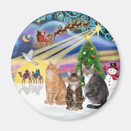 Xmas Magic (R) - 三匹の猫 (AmSH) マグネット (正面)