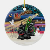 Xmas Magic - Scotties (ツー) セラミックオーナメント (裏面)