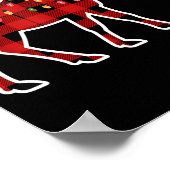 Xmas Moose Red And Black Buffalo Plaid Christmas L ポスター (角)