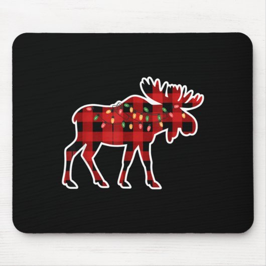 Xmas Moose Red And Black Buffalo Plaid Christmas L マウスパッド (正面)