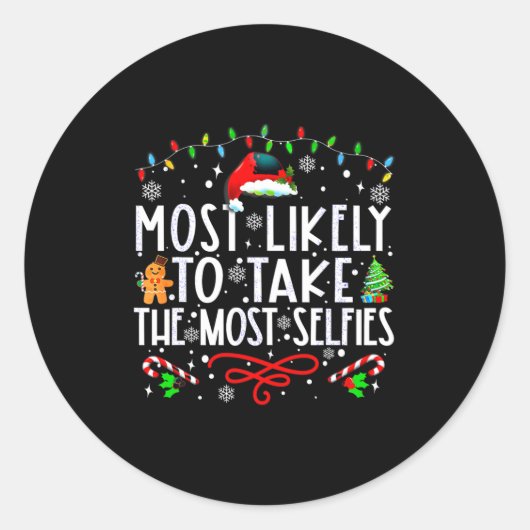 Xmas Most Likely To Take The Most Selfies Matching ラウンドシール (正面)