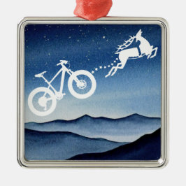 Xmas Mountain Bike Reindeer Christmas Star Night メタルオーナメント