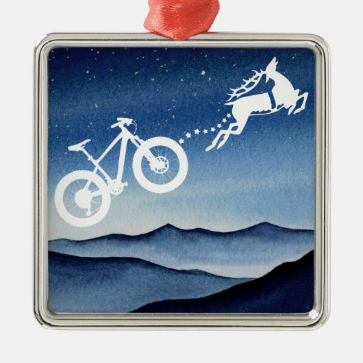 Xmas Mountain Bike Reindeer Christmas Star Night  メタルオーナメント (正面)