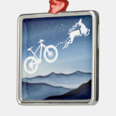 Xmas Mountain Bike Reindeer Christmas Star Night  メタルオーナメント (左)