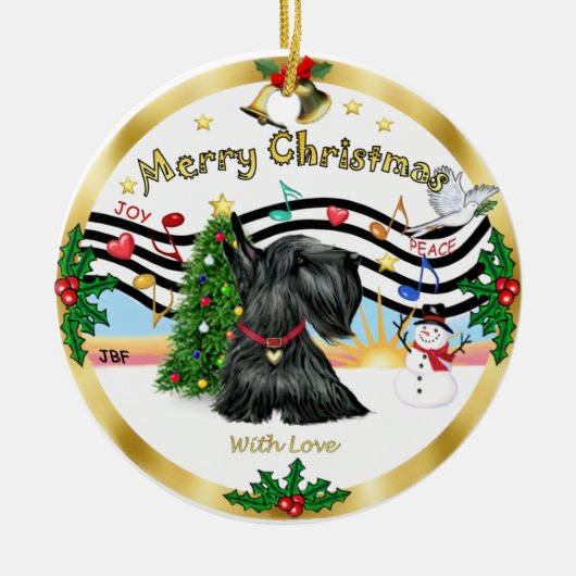 Xmas Music 1 - スコティッシュテリア セラミックオーナメント (正面)