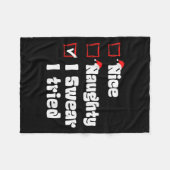 Xmas Nice Naughty I Swear I Tried Naughty List San フリースブランケット (正面(横))