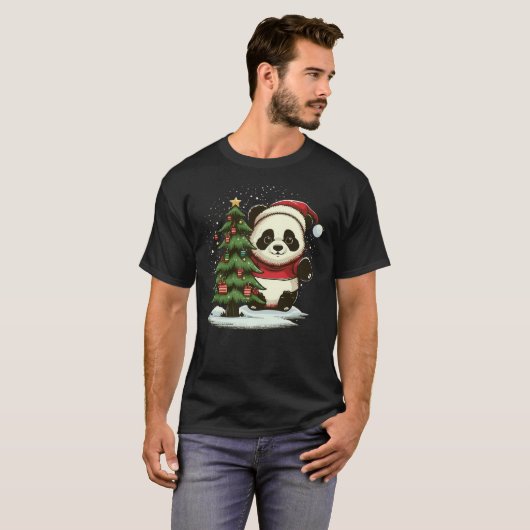 Xmas Panda Santa on Christmas Panda Tシャツ (正面フル)