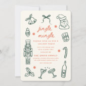 Xmas Party Holiday Hand Drawn Funky Handwritting 招待状 (正面)