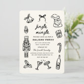 Xmas Party Holiday Hand Drawn Funky Handwritting 招待状 (スタンド正面)