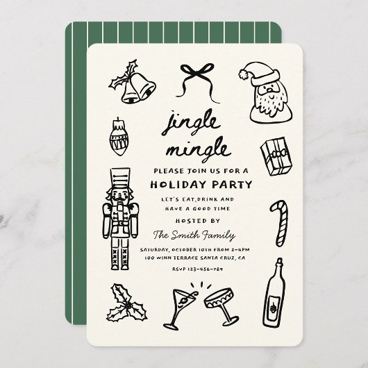 Xmas Party Holiday Hand Drawn Funky Handwritting 招待状