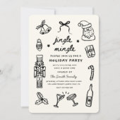 Xmas Party Holiday Hand Drawn Funky Handwritting 招待状 (正面)