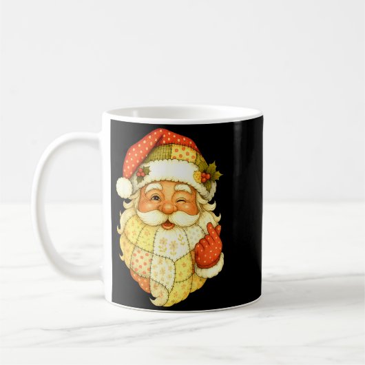 Xmas Patchwork Santa Claus Christmas Funny Mens Wo コーヒーマグカップ (左)