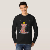 Xmas Pig Animals Christmas Tree Lights Tシャツ (正面フル)