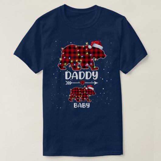 Xmas Plaid Bear Daddy Baby Polar Pregnancy Announc Tシャツ (デザイン正面)