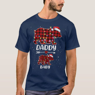 Xmas Plaid Bear Daddy Baby Polar Pregnancy Announc Tシャツ