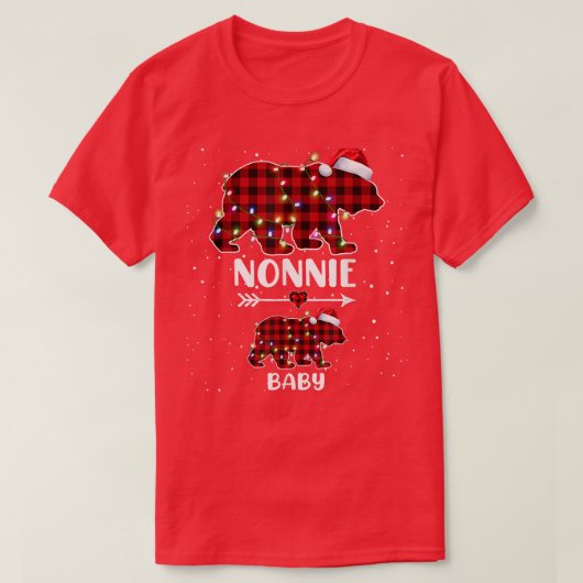 Xmas Plaid Bear Nonnie Baby Polar Pregnancy Announ Tシャツ (デザイン正面)