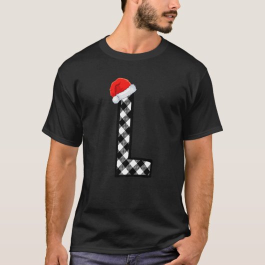 Xmas Plaid Capital Letter L Santa Monogram Christm Tシャツ (正面)