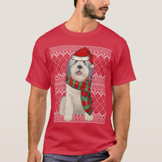 Xmas Polish Lowland Sheepdog Santa Claus Hat Ugly  Tシャツ