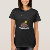Xmas Porcupine Animals Christmas Tree Lights Tシャツ (正面)