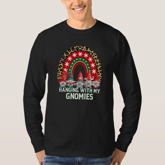 Xmas Rainbow Hanging With My Gnomies  Gnome Christ Tシャツ (正面)
