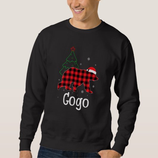 Xmas Red Plaid Gogo Bear Ugly Christmas Sweater スウェットシャツ (正面)