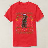 Xmas Santa Hat German Wirehaired Pointer Dog Ugly  Tシャツ (デザイン正面)