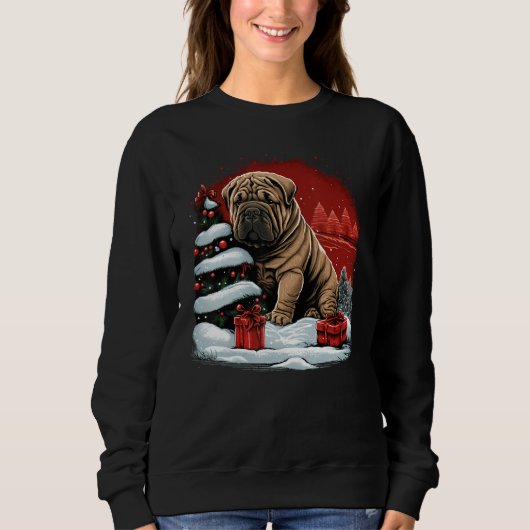 Xmas Shar Pei Santa on Christmas Shar Pei スウェットシャツ (正面)