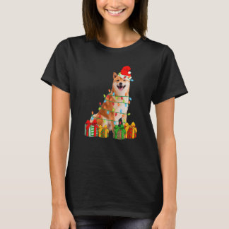 Xmas Shiba Inu Dog Christmas Lights Puppy Tシャツ
