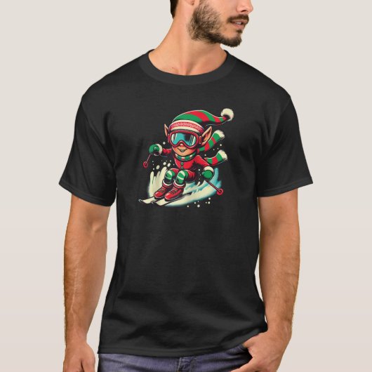 Xmas Ski squad team ski lovers Skier Elf skiing Ch Tシャツ (正面)