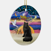 Xmas Star - 黒いペルシャ猫 セラミックオーナメント (右)