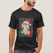 Xmas Sweater Style Ugly Santa Hat Bunny Christmas Tシャツ (正面)