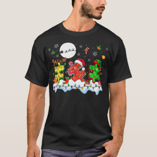 Xmas Three Santa Reindeer Elf Autism Awareness Puz Tシャツ