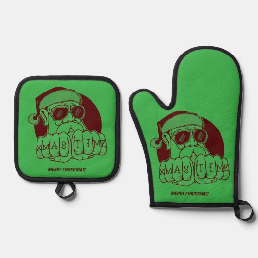 Xmas Time Potholder Set 鍋つかみ&鍋敷きセット (正面)