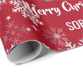 Xmas Tree Baubles Snowflakes Personalized Name ラッピングペーパー (ロールコーナー)