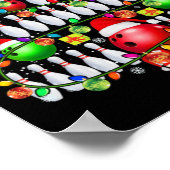 Xmas Tree Bowling Xmas Lights Santa Bowling Ball P ポスター (角)