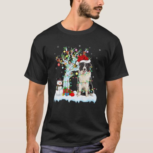 Xmas Tree Decoration Light Australian Shepherd Dog Tシャツ (正面)
