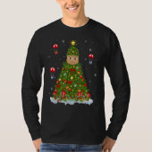 Xmas Tree Decorations Lights Santa Alpaca Christma Tシャツ (正面)