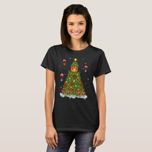 Xmas Tree Decorations Lights Santa Rooster Bird Ch Tシャツ (正面フル)
