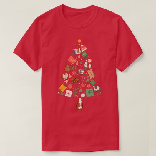 Xmas Tree Festive Cute Guinea Pigs Tシャツ (デザイン正面)