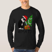 Xmas Tree Lighting Santa Black Cat Christmas Tシャツ (正面)