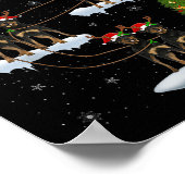 Xmas Tree Lights Funny Santa Riding Rottweiler Dog ポスター (角)