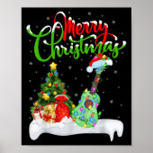 Xmas Tree Lights Santa Hat Musical Ukulele Guitar  ポスター (正面)