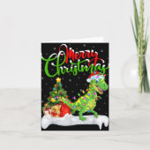 Xmas Tree Lights Santa Hat T Rex Dinosaur Christma カード (正面)