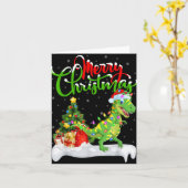 Xmas Tree Lights Santa Hat T Rex Dinosaur Christma カード (黄色い花)