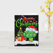Xmas Tree Lights Santa Hat Vegetable Broccoli Chri カード (黄色い花)